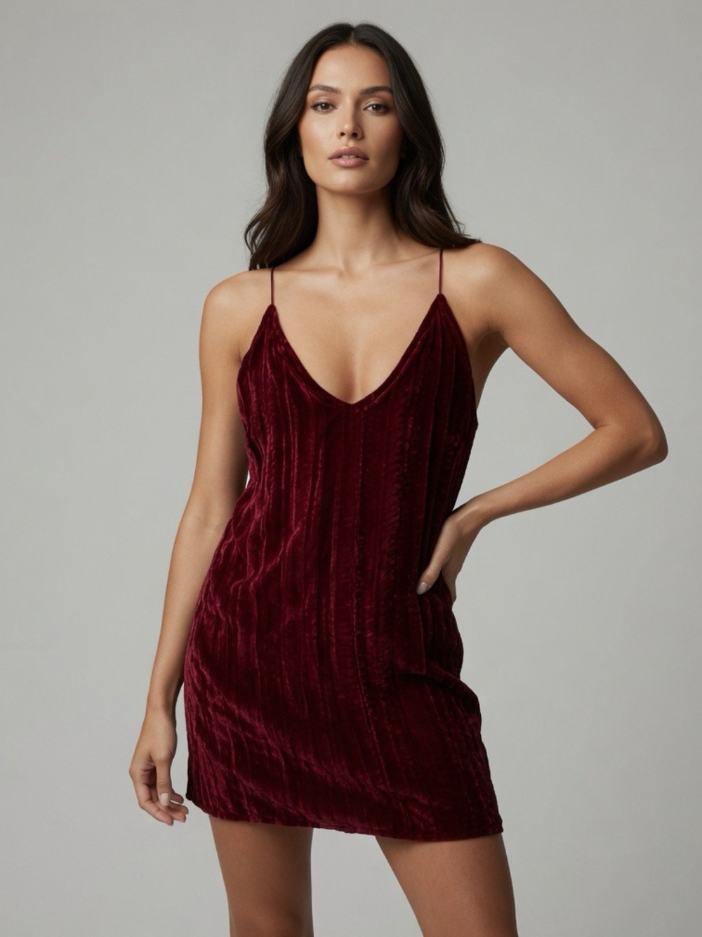 Nightcap Size 1 (S) Velvet Slip Dress in Burgundy Spaghetti Straps